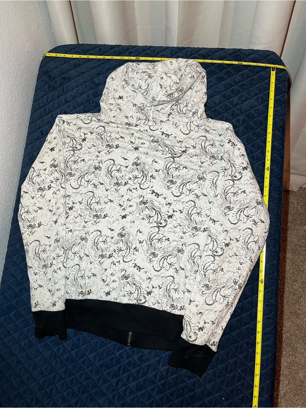 Y2K Tavik White & Black Floral Zip-Up Hoodie